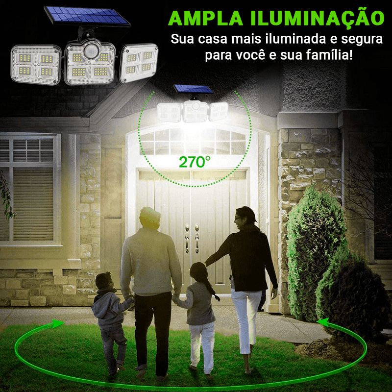 Holofote Solar LED 800W com 3 Cabeças - PowerLight - Rumo ao milhão💸
